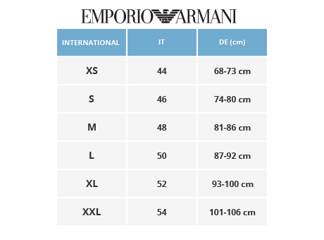 armani pants size chart