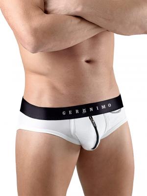 Geronimo Briefs, Item number: 1766s2 White Zip Front Brief, Color: White, photo 1