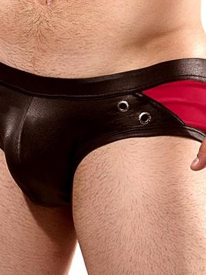 Geronimo Fetish, Item number: 1840s25 Red Faux Leather Brief, Color: Red, photo 3