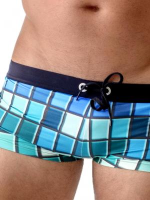 Geronimo Square Shorts, Item number: Blue Square Cut Swim Trunk, Color: Blue, photo 3